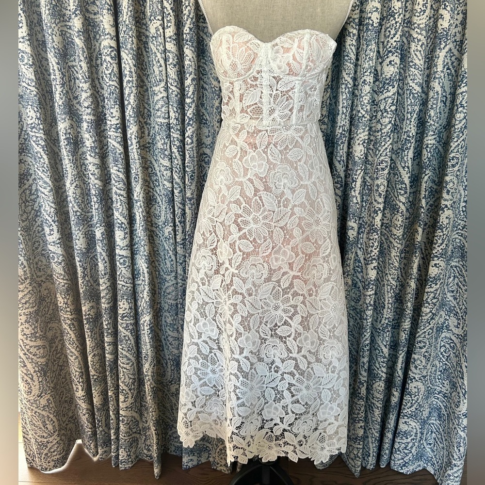 ANTHROPOLOGIE BHLDN Sachin & Babi Tate Midi Dress Floral Lace Strapless Size 2 - Picture 8 of 16